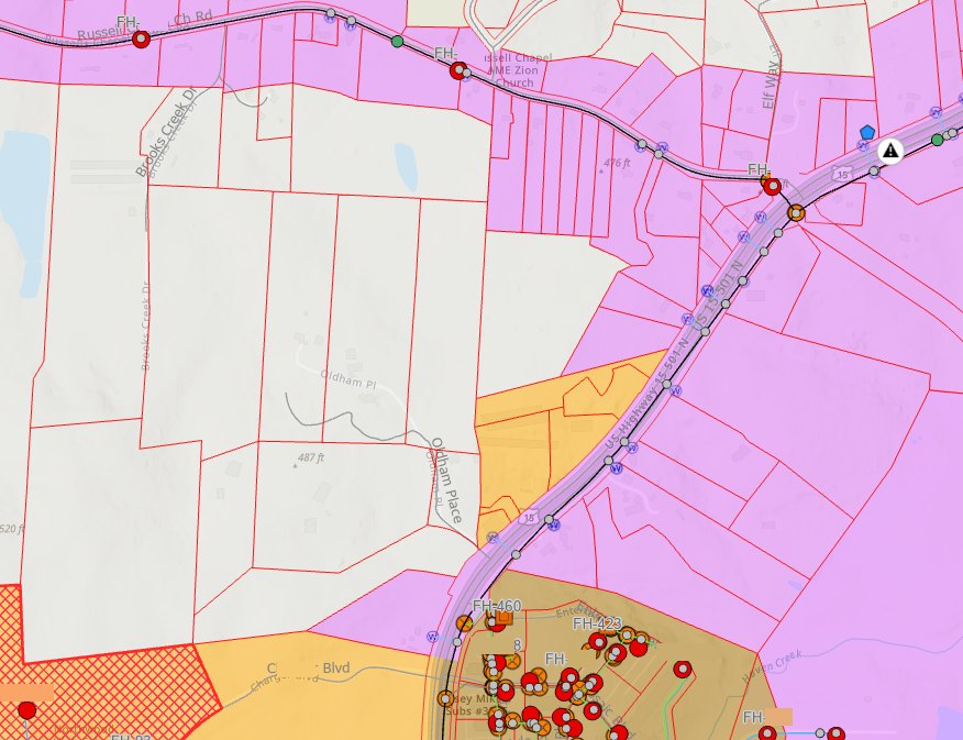 Water system mapping along the site frontage